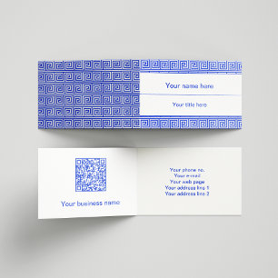 Grieks Meander Key Squares Patroon Blauw Visitekaartje