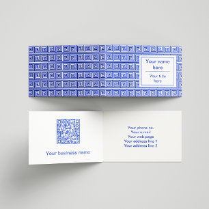 Grieks Meander Key Squares Patroon Blauw Visitekaartje