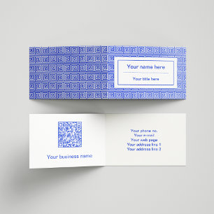 Grieks Meander Key Squares Patroon Blauw Visitekaartje