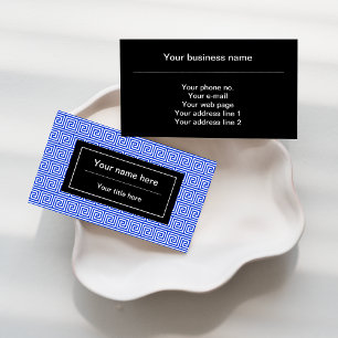 Grieks Meander Key Squares Patroon Blauw Visitekaartje