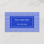 Grieks Meander Key Squares Patroon Blauw Visitekaartje (Achterkant)