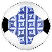Grieks Meander Key Squares Patroon Blauw Voetbal (Gedraaid)