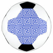 Grieks Meander Key Squares Patroon Blauw Voetbal (Voorkant)