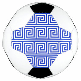 Grieks Meander Key Squares Patroon Blauw Voetbal