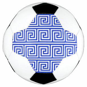 Grieks Meander Key Squares Patroon Blauw Voetbal