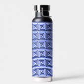 Grieks Meander Key Squares Patroon Blauw Waterfles (Links)