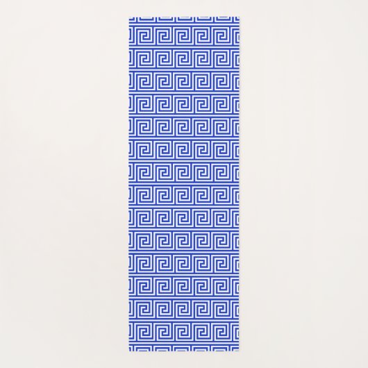 Grieks Meander Key Squares Patroon Blauw Yogamat (Achterkant)