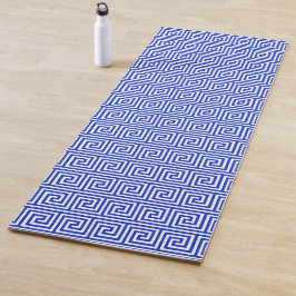 Grieks Meander Key Squares Patroon Blauw Yogamat