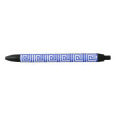 Grieks Meander Key Squares Patroon Blauw Zwarte Inkt Pen (Voorkant)
