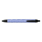 Grieks Meander Key Squares Patroon Blauw Zwarte Inkt Pen (Achterkant)