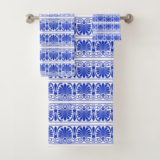 Grieks Mediterraan Arabesk patroon blauw Bad Handdoek (Insitu)