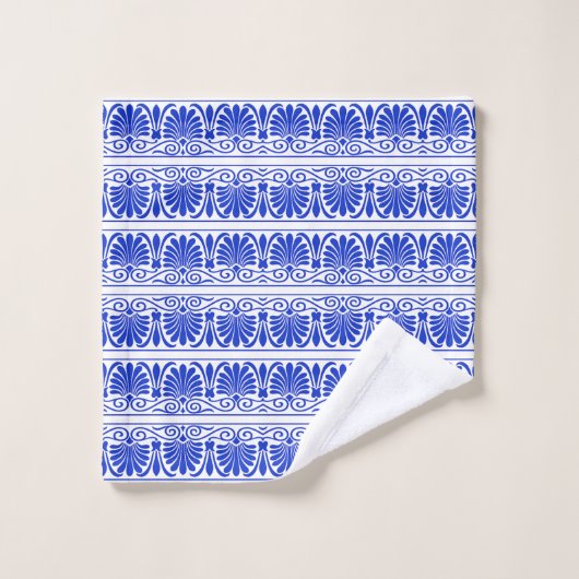 Grieks Mediterraan Arabesk patroon blauw Bad Handdoek (Wasdoekje)