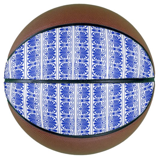 Grieks Mediterraan Arabesk patroon blauw Basketbal (Voorkant)