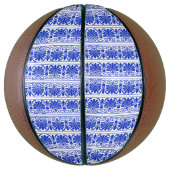 Grieks Mediterraan Arabesk patroon blauw Basketbal (Verticaal)