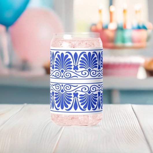 Grieks Mediterraan Arabesk patroon blauw Blikvorm Glas (Insitu (Baby Shower))