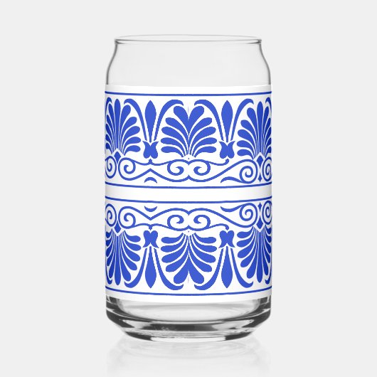 Grieks Mediterraan Arabesk patroon blauw Blikvorm Glas (Rechts)