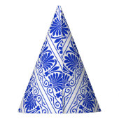 Grieks Mediterraan Arabesk patroon blauw Feesthoedjes (Achterkant)