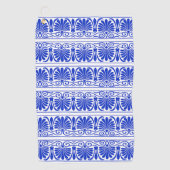 Grieks Mediterraan Arabesk patroon blauw Golfhanddoek (Voorkant)