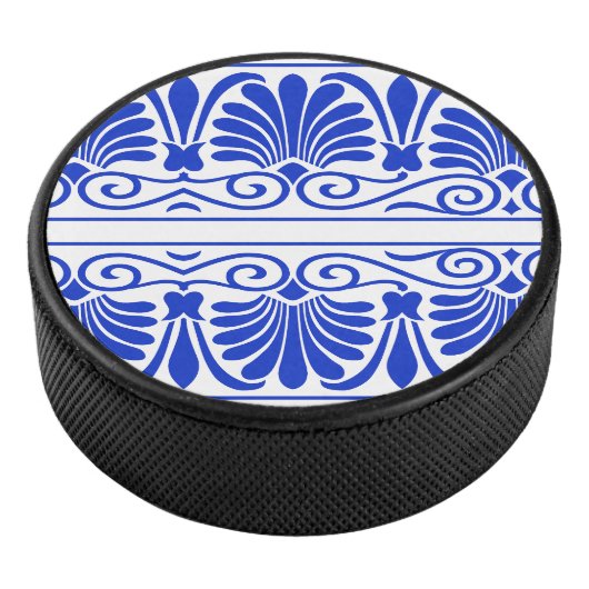 Grieks Mediterraan Arabesk patroon blauw Hockey Puck (3/4)