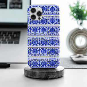 Grieks Mediterraan Arabesk patroon blauw iPhone 15 Pro Max Case