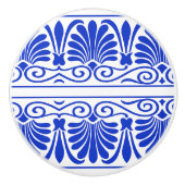 Grieks Mediterraan Arabesk patroon blauw Keramische Knop (Voorkant)