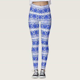 Grieks Mediterraan Arabesk patroon blauw Leggings