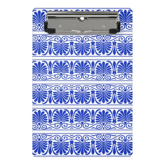 Grieks Mediterraan Arabesk patroon blauw Mini Klembord (Voorkant)