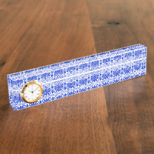 Grieks Mediterraan Arabesk patroon blauw Naambordje