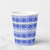 Grieks Mediterraan Arabesk patroon blauw Papieren Bekers (Voorkant)