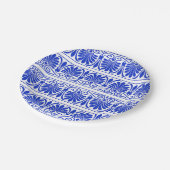 Grieks Mediterraan Arabesk patroon blauw Papieren Bordje (Gekanteld)