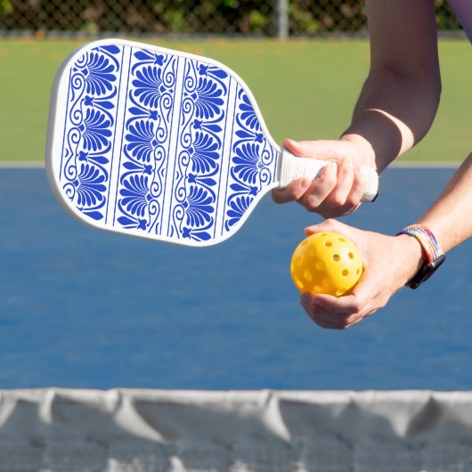 Grieks Mediterraan Arabesk patroon blauw Pickleball Paddle (Insitu)
