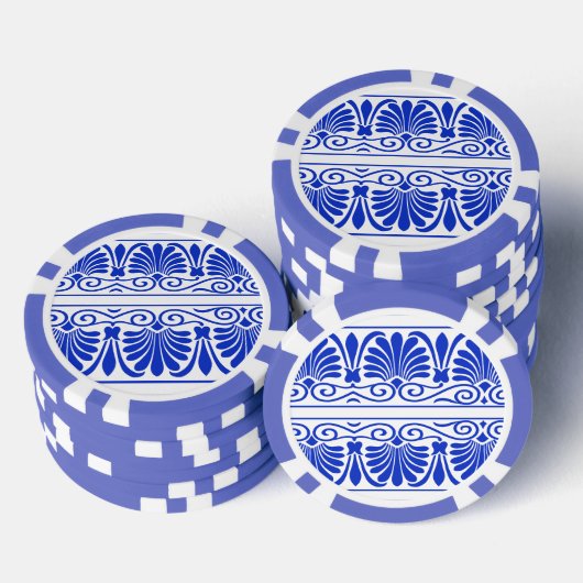 Grieks Mediterraan Arabesk patroon blauw Poker Chips (Opstapeling)