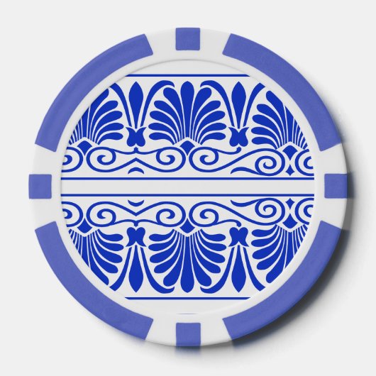 Grieks Mediterraan Arabesk patroon blauw Poker Chips (Voorkant)