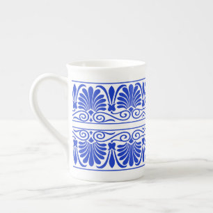 Grieks Mediterraan Arabesk patroon blauw Porselein Kop