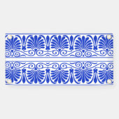 Grieks Mediterraan Arabesk patroon blauw Spandoek (Horizontaal)