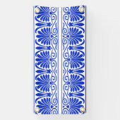 Grieks Mediterraan Arabesk patroon blauw Spandoek (Verticaal)