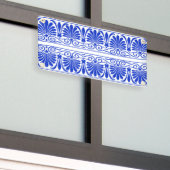 Grieks Mediterraan Arabesk patroon blauw Spandoek (Buitenkant Gebouw)