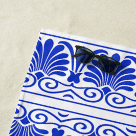Grieks Mediterraan Arabesk patroon blauw Strandlaken
