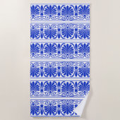 Grieks Mediterraan Arabesk patroon blauw Strandlaken (Voorkant)