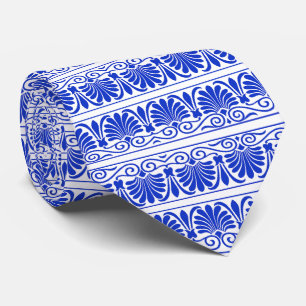Grieks Mediterraan Arabesk patroon blauw Stropdas