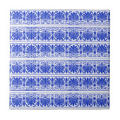 Grieks Mediterraan Arabesk patroon blauw Tegeltje (Voorkant)