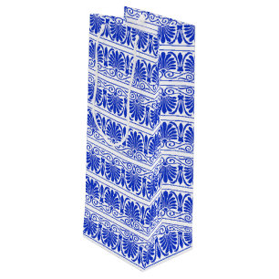 Grieks Mediterraan Arabesk patroon blauw Wijn Cadeautas