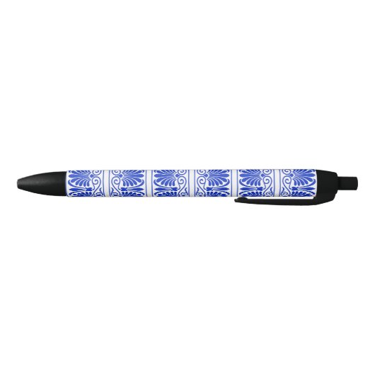 Grieks Mediterraan Arabesk patroon blauw Zwarte Inkt Pen (Bodem)