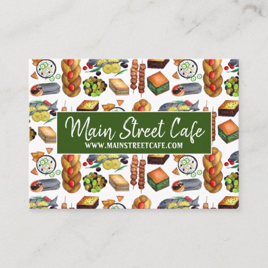 Grieks mediterraan voedselrestaurant Griekse diner Visitekaartje (Voorkant)