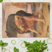 Grieks meisje haalt keibellen op door Lord Leighto Theedoek (Gevouwen)