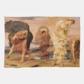 Grieks meisje haalt keibellen op door Lord Leighto Theedoek (Horizontaal)