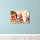 Grieks Meisjes Oppakken Keien op het Strand Canvas Afdruk (Insitu (Houten vloer))