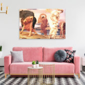 Grieks Meisjes Oppakken Keien op het Strand Canvas Afdruk (Insitu (Woonkamer))