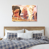 Grieks Meisjes Oppakken Keien op het Strand Canvas Afdruk (Insitu (Slaapkamer))