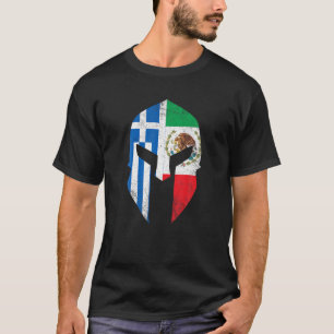 Grieks Mexicaans Vlag Mexico Griekenland Helm T Sh T-shirt